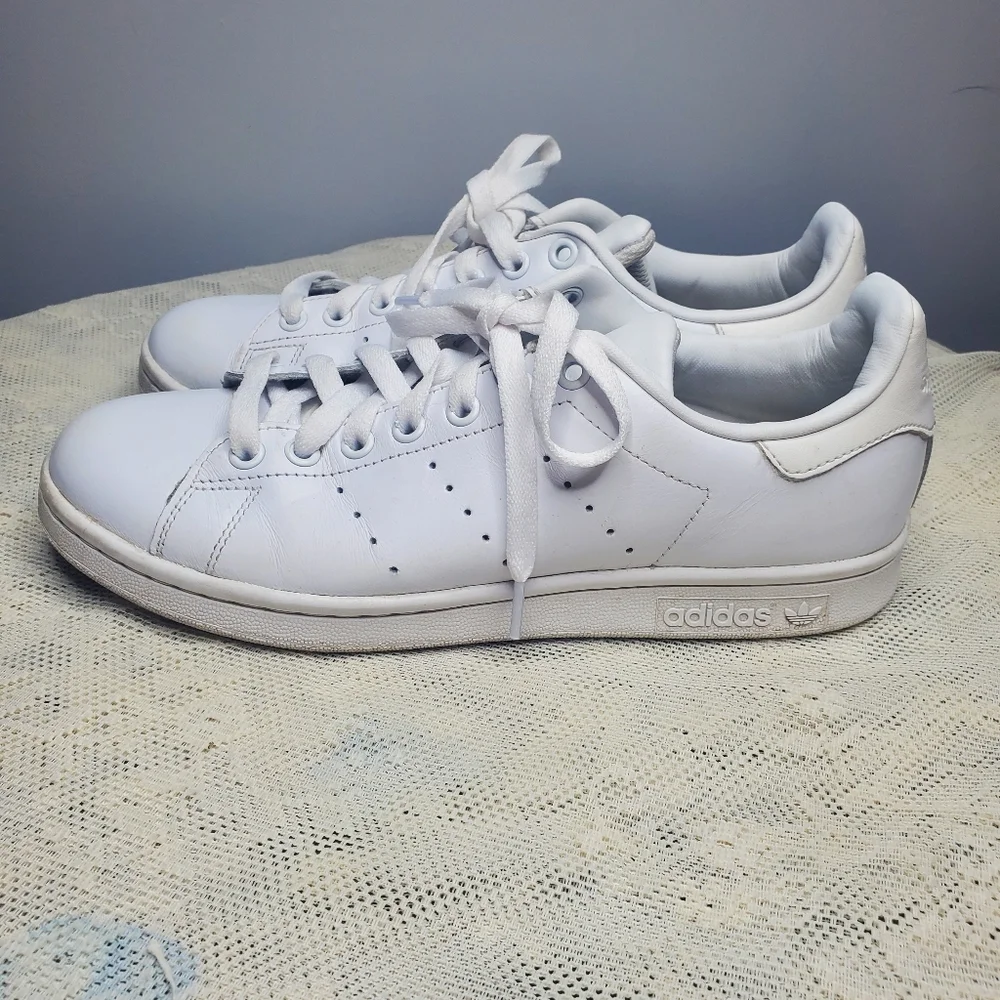 Adidas Stan‎ Smith all white leather sneakers men's size 7.5